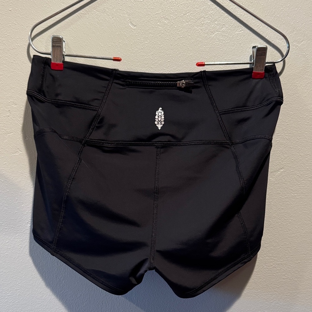 Free People Movement Black Women's Cycling Biker Athletic Nylon Short Shorts